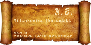 Milankovics Bernadett névjegykártya